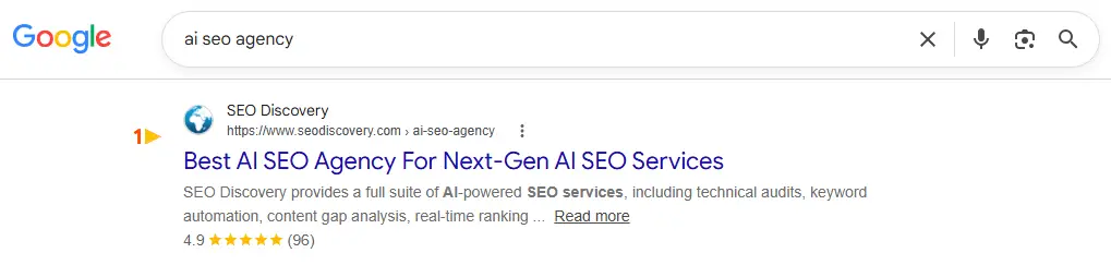 SEO Discovery ranking screenshot